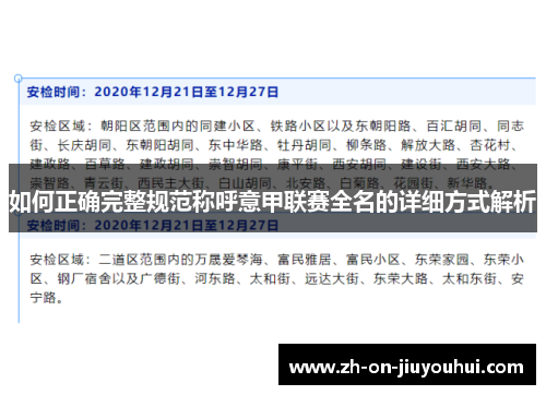 如何正确完整规范称呼意甲联赛全名的详细方式解析